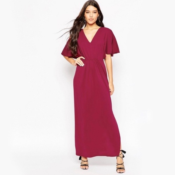asos berry maxi dress
